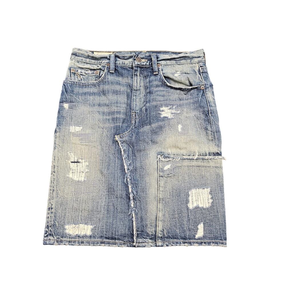 Vintage Polo Ralph Lauren Patchwork Denim Skirt Women's Size 2 Distressed